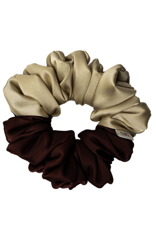Scrunchie Soft Duo – Beżowy/Bordowy